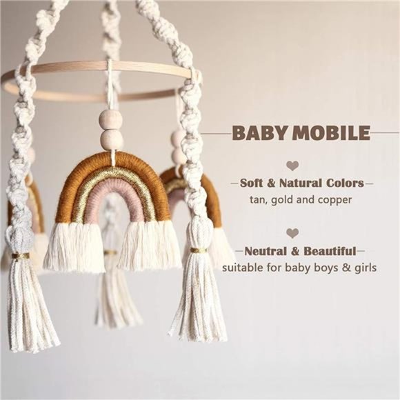 Hanging Macrame Baby Mobile Rainbow Baby Crib Mobile Kids Room Nursery Decor - Picture 3 of 6